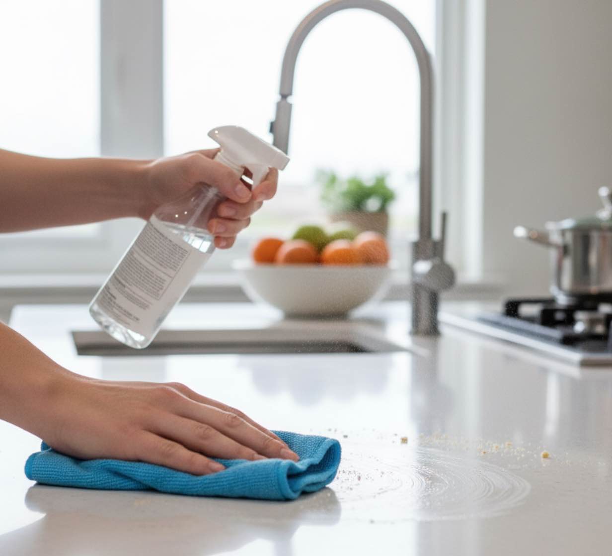 Rutina de desinfeccion para cocina segura y ordenada